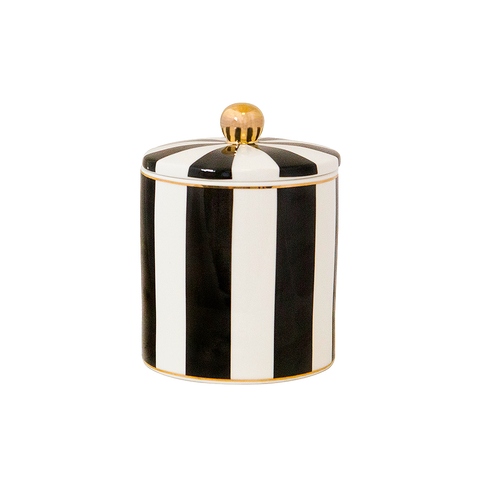 Ebony Stripe Candle - Vanilla Macaron