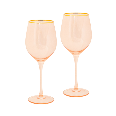 Wine Glass Rose Crystal Set of 2