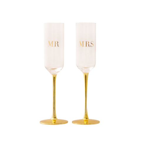 Champagne Flutes Crystal MR & MRS - Set of 2